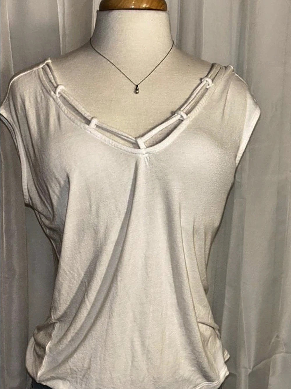 Lascana Cord Detail V-Neck Top White Medium